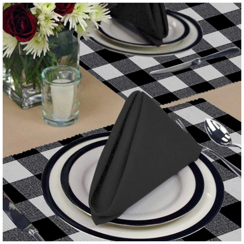 Checked Cotton Place Mats Sets (Black)