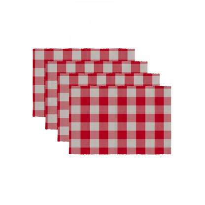 Checked Cotton Place Mats Sets (Red)