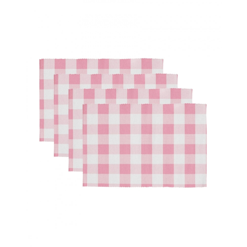 Checked Cotton Place Mats Sets (Pink)