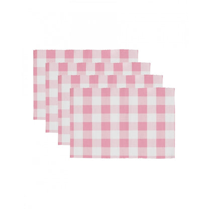 Checked Cotton Place Mats Sets (Pink)