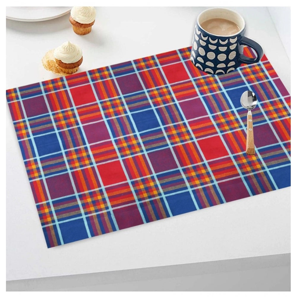 Checked Cotton Place Mats Sets (Multicolor)