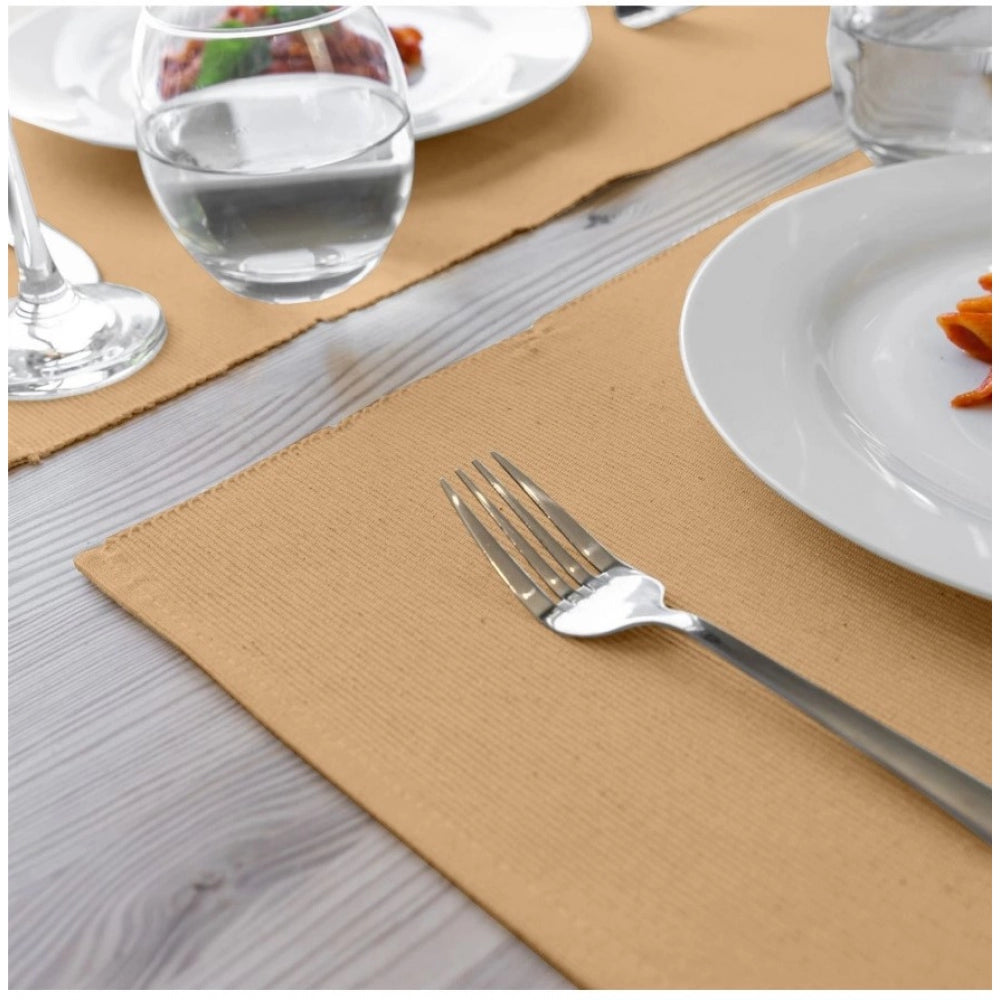 Ribbed Cotton Place Mats Sets (Beige)