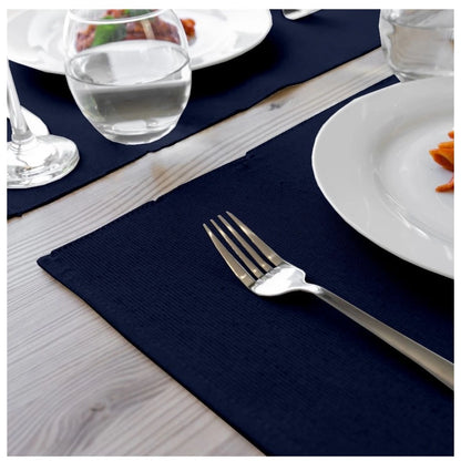 Ribbed Cotton Table Runner and Placemats Sets (Navy Blue)