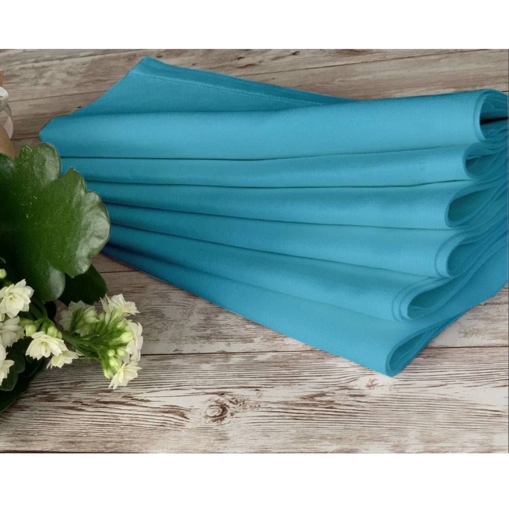 Solid Cotton Napkins Sets (Turquoise Blue)