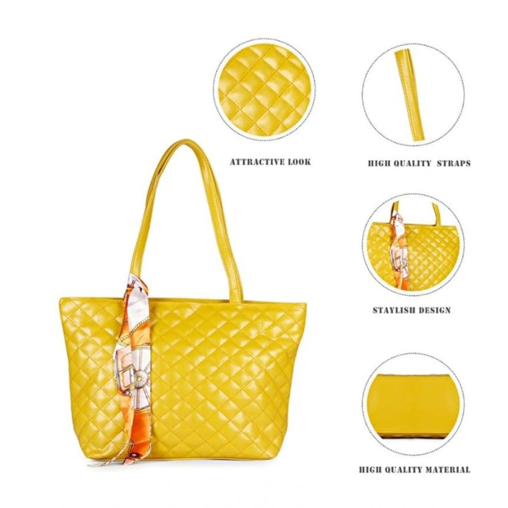 Generic Women's Polyurethane Textured  Shoulder Bag (Yellow)