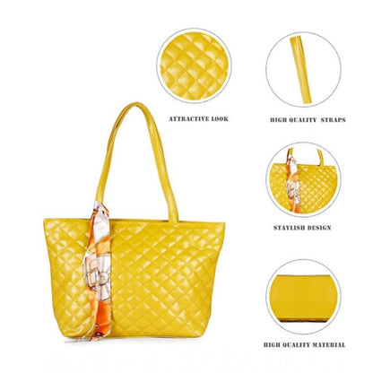 Generic Women's Polyurethane Textured  Shoulder Bag (Yellow)