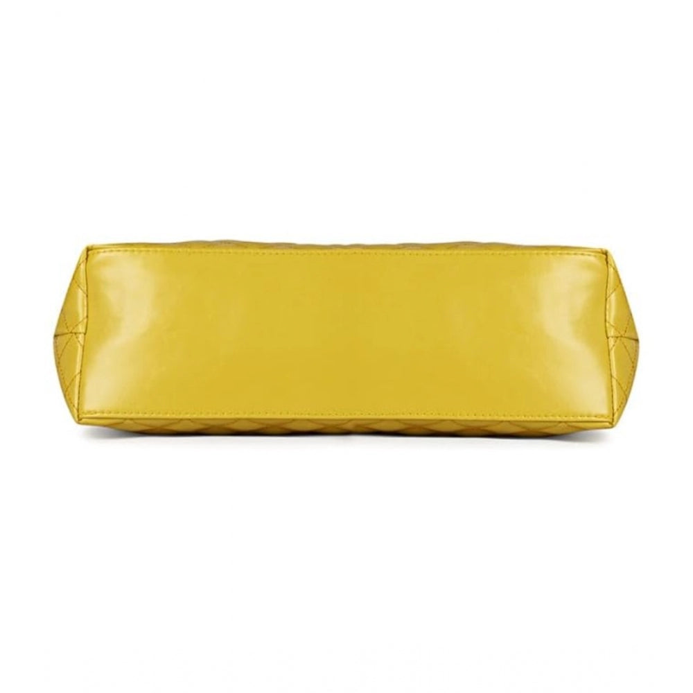 Generic Women's Polyurethane Textured  Shoulder Bag (Yellow)