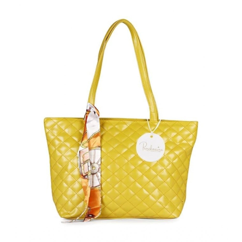 Generic Women's Polyurethane Textured  Shoulder Bag (Yellow)