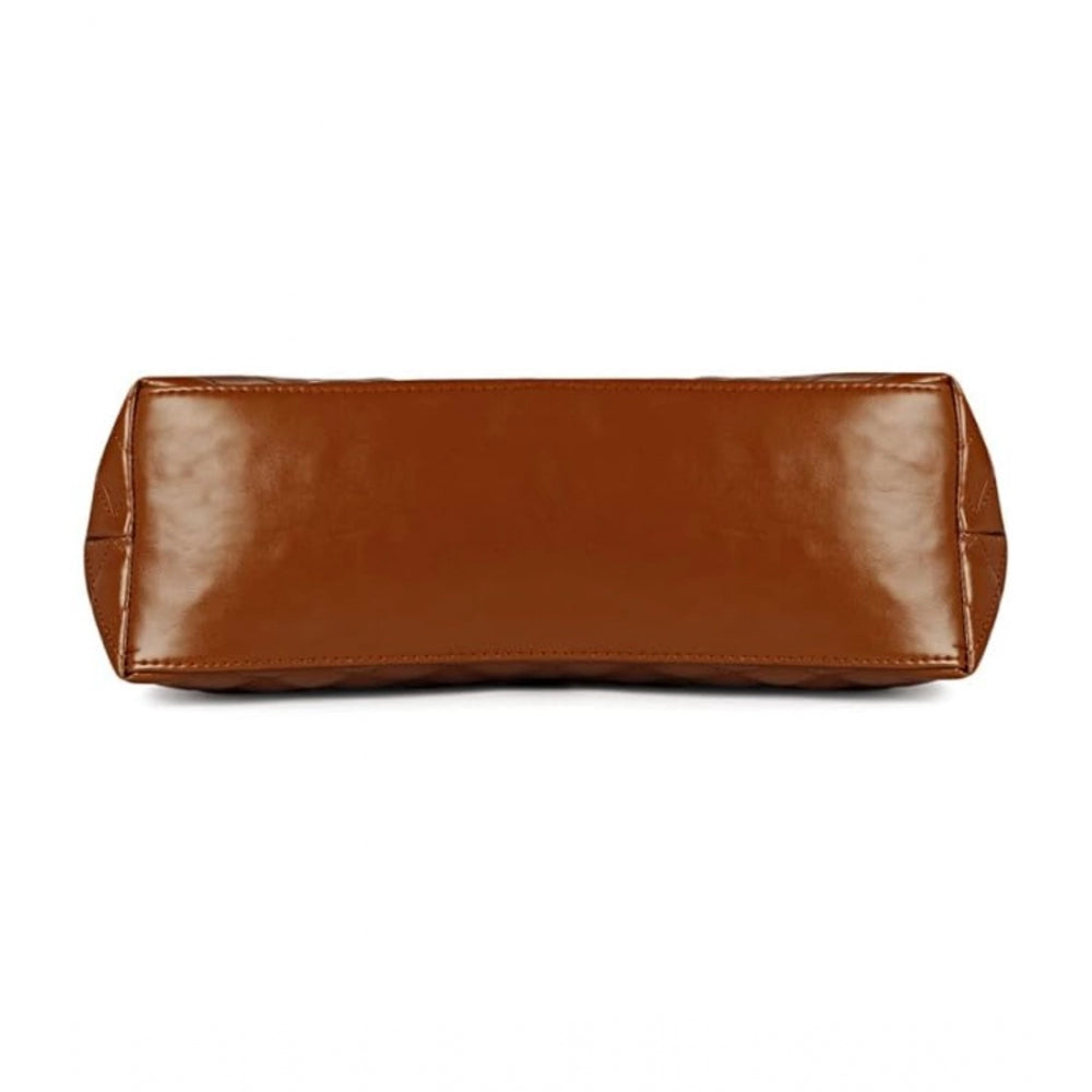 Women's Polyurethane Textured  Shoulder Bag (Dark Brown)