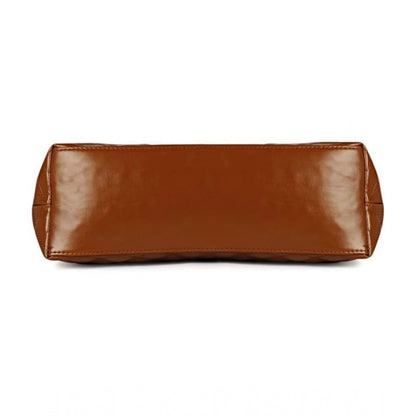 Women's Polyurethane Textured  Shoulder Bag (Dark Brown)