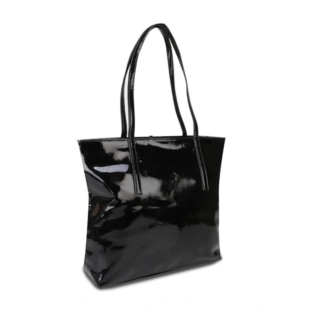 Women's Synthetic Solid Shoulder Bag (Black)