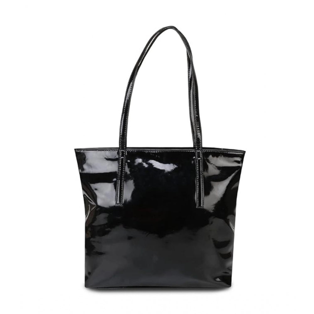 Women's Synthetic Solid Shoulder Bag (Black)