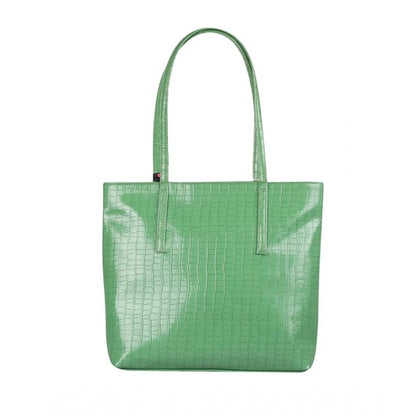 Generic Women's Polyurethane Textured, Croc Shoulder Bag (Green)