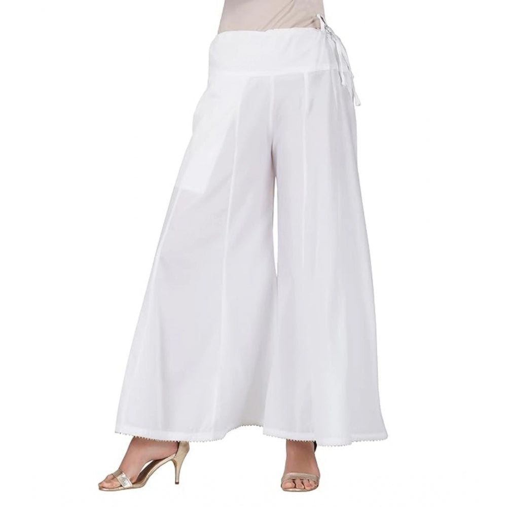 Women's Casual Cotton Solid Palazzo (White)