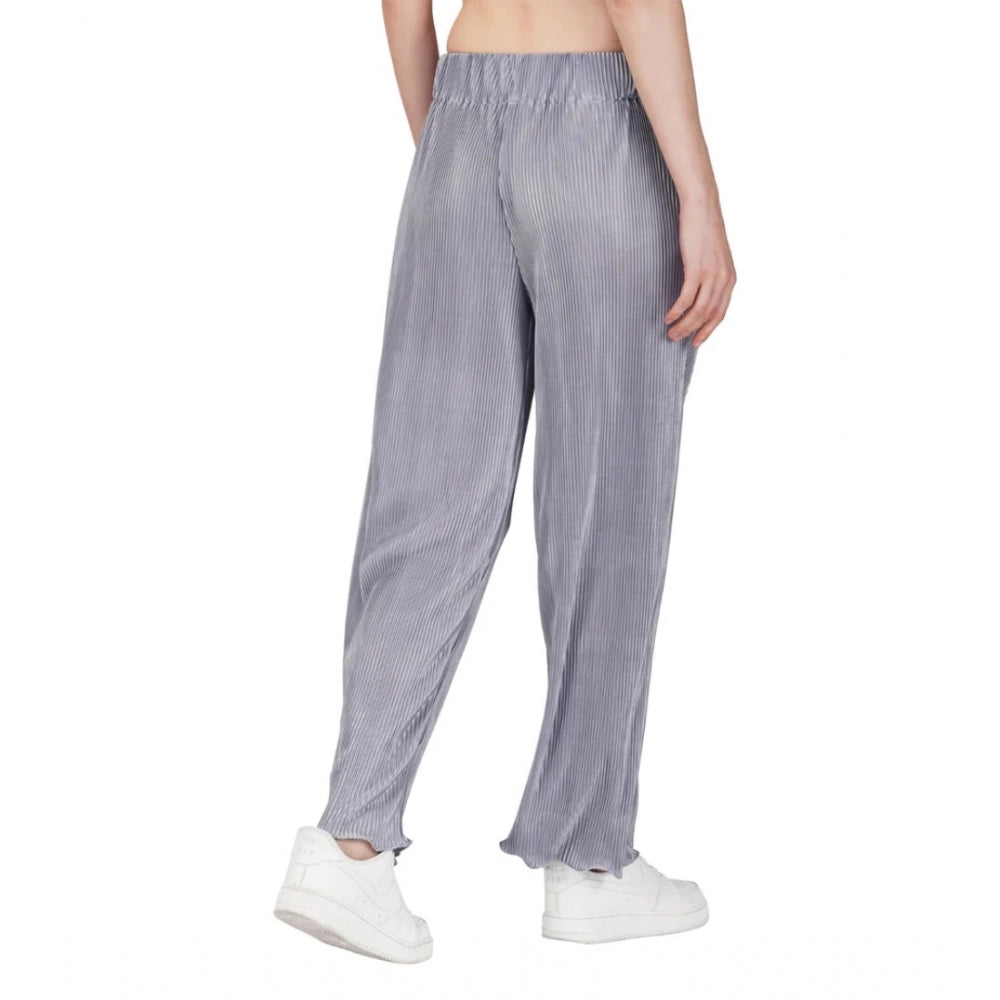 Women's Casual Cotton Blend Striped Bottomwear (Grey)