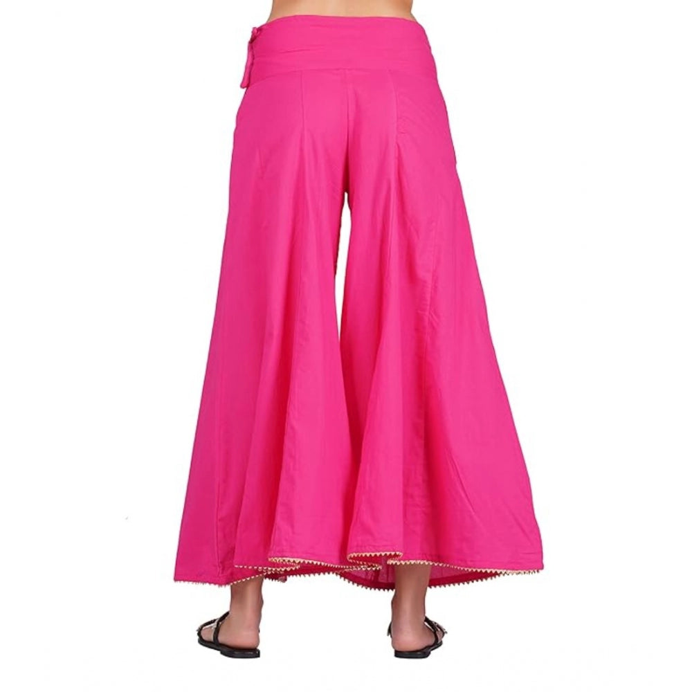 Women's Casual Cotton Solid Palazzo (Pink)