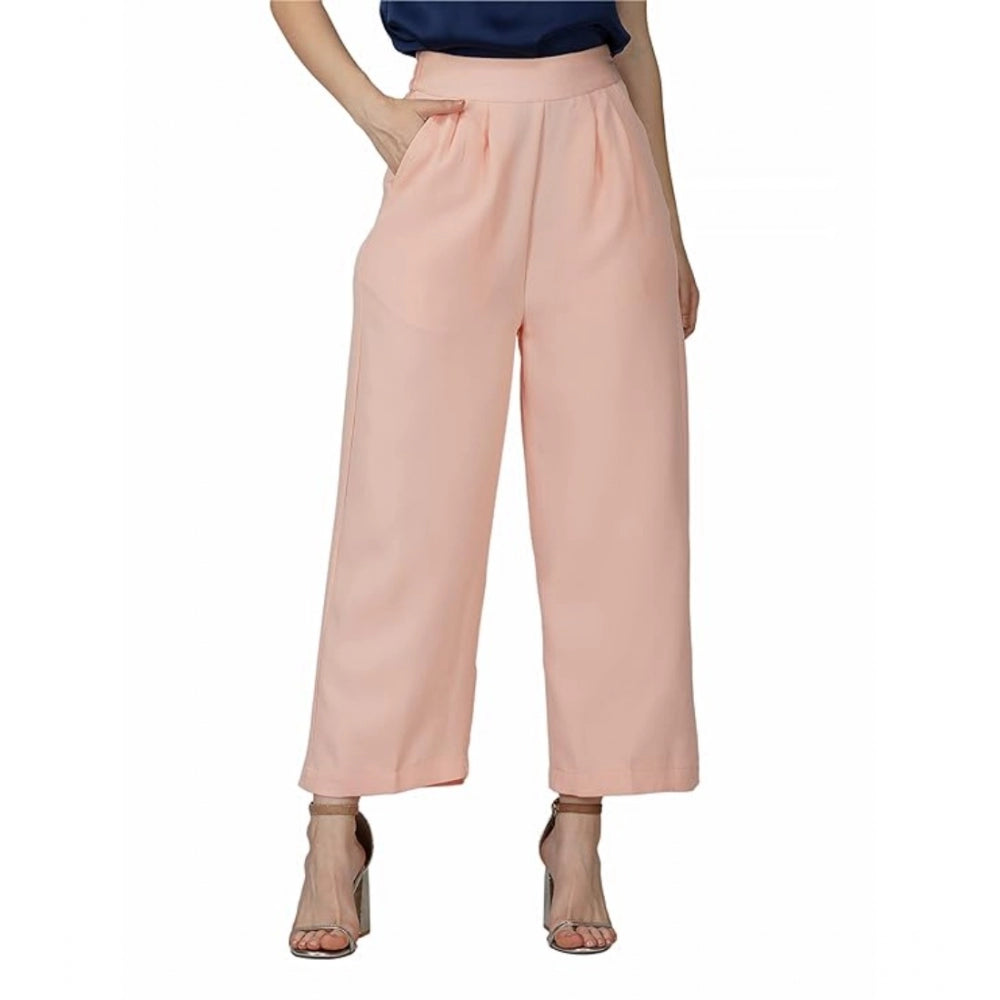 Women's Casual Cotton Solid Pants (Pink)