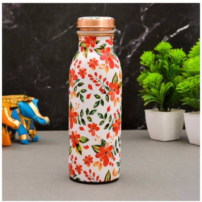 Copper Floral Printedwater Bottle 500Ml (White)