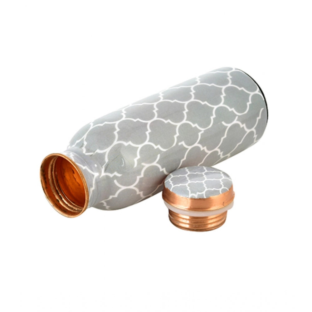 Copper Block Printed Water Bottle 500Ml (Grey)