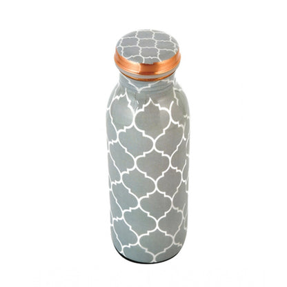 Copper Block Printed Water Bottle 500Ml (Grey)