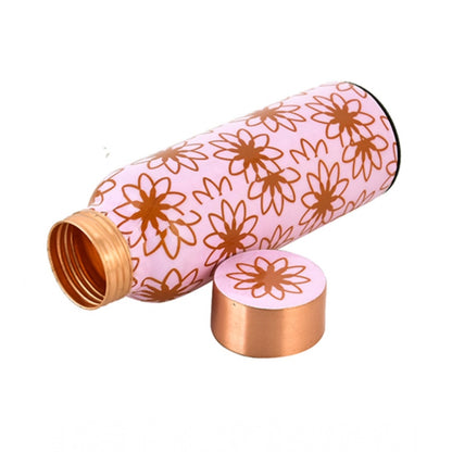 Copper Aesthetic Pink Floral Water Bottle 500 Ml (Pink)