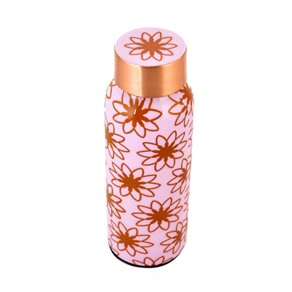 Copper Aesthetic Pink Floral Water Bottle 500 Ml (Pink)