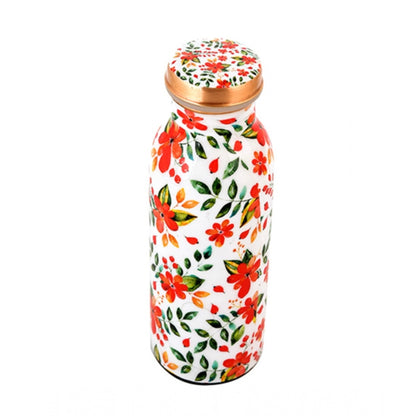 Copper Floral Printedwater Bottle 500Ml (White)