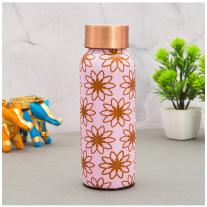 Copper Aesthetic Pink Floral Water Bottle 500 Ml (Pink)