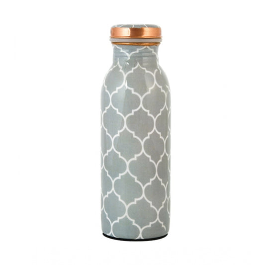 Copper Block Printed Water Bottle 500Ml (Grey)