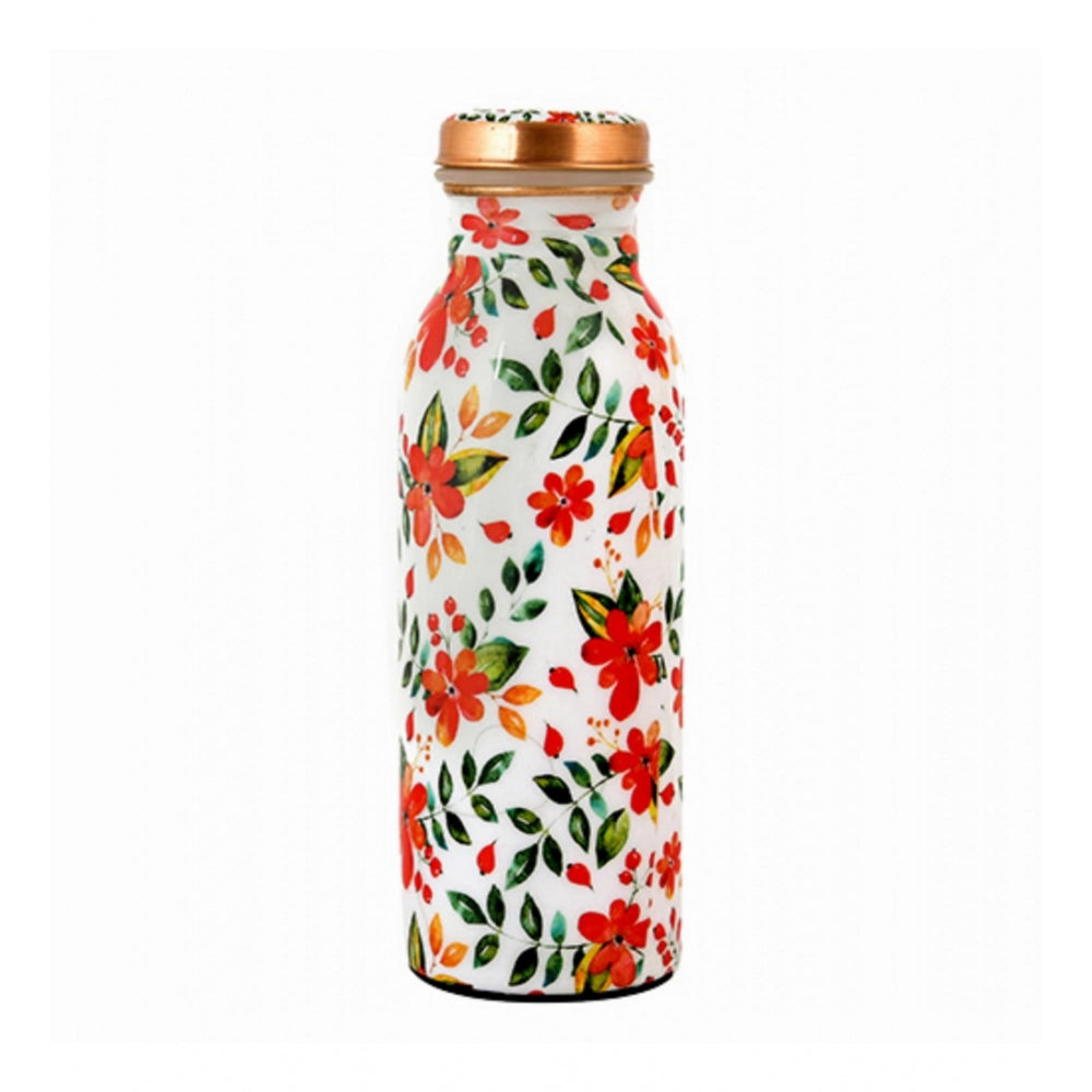 Copper Floral Printedwater Bottle 500Ml (White)