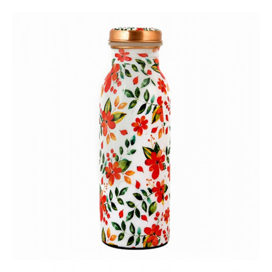 Copper Floral Printedwater Bottle 500Ml (White)