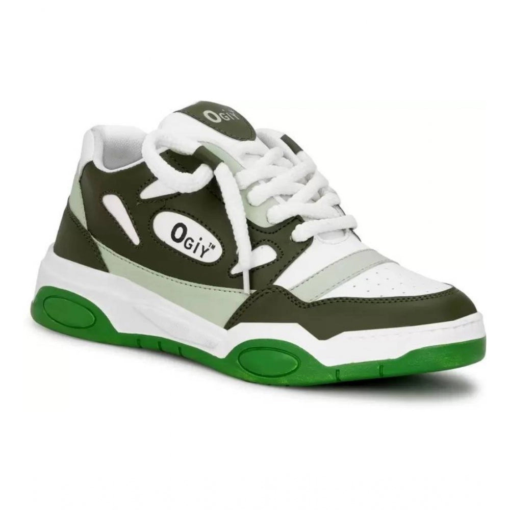 Generic Men's Solid Synthetic Casual Shoes (Green)