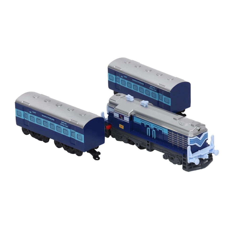 Plastic Passenger Train Set With Tracks For Kids (Blue)