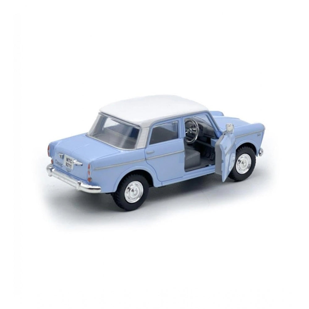 Plastic Old Model Fiat Openable Doors Pull Back Action Collectible Car (Sky blue)