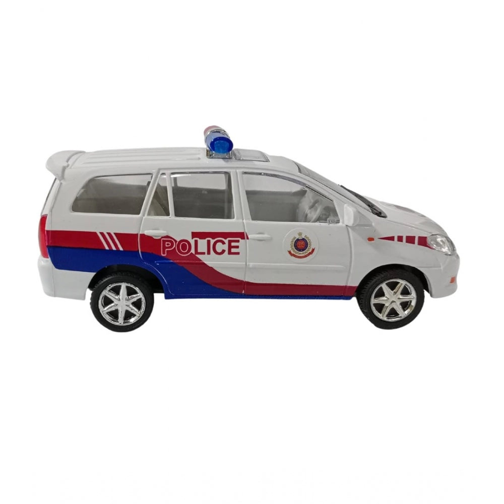 Plastic Innova Crysta Pull Back Police Car For Kids  (White)