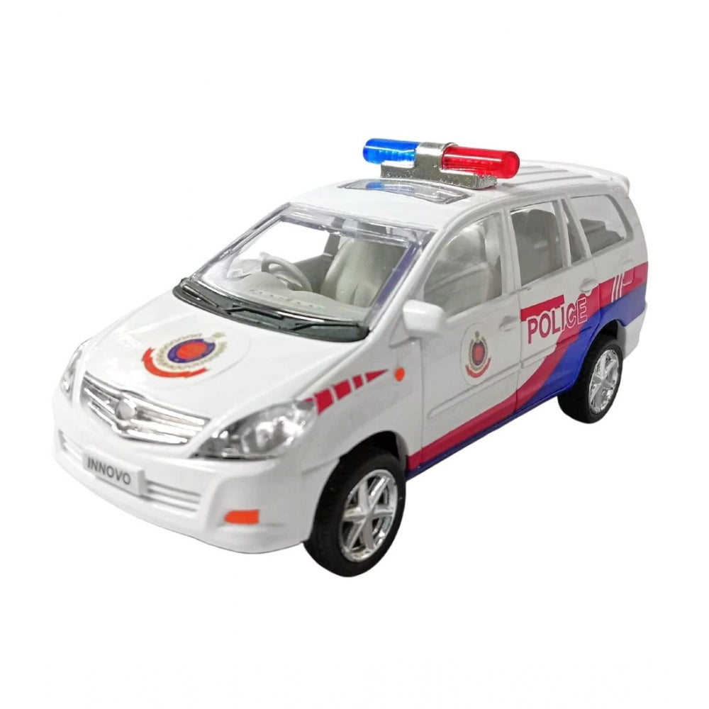 Plastic Innova Crysta Pull Back Police Car For Kids  (White)