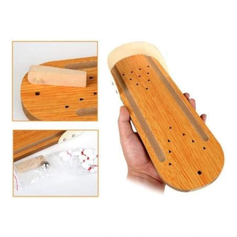 Wood  Mini Fun Wooden Bowling Game (Wood Color)