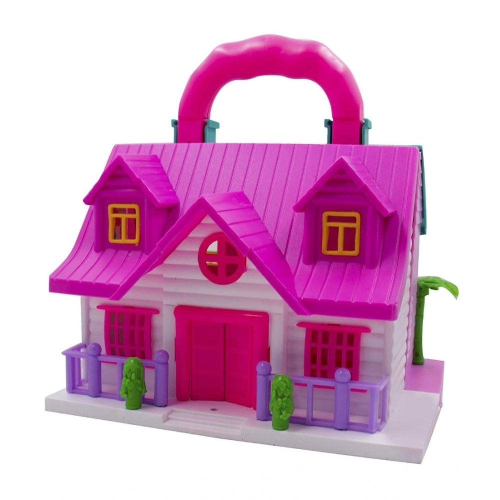 Plastic Dollhouse For Girls 2 Room Set (Pink)