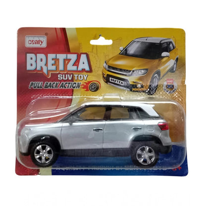 Plastic Bretza Suv Pull Back Action Car (Silver)