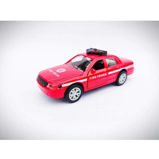 Plastic Diecast Metal Pullback Police Car (Red)