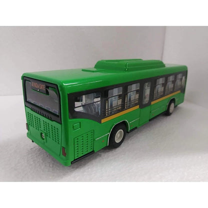 Plastic 6 Wheels Pull Back Action Low Floor Bus (Green)