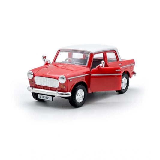 Plastic Toy Model Fiat Openable Doors Pull Back Action Collectible Car (Red)