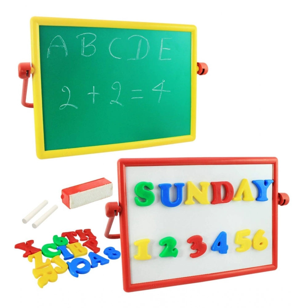 Plastic 2 In 1 Magnetic Alphabets  Numbers Comem Writing Board For Kids (Multicolor)