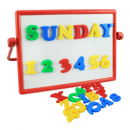 Plastic 2 In 1 Magnetic Alphabets  Numbers Comem Writing Board For Kids (Multicolor)