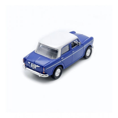 Plastic Old Model Fiat Openable Doors Pull Back Action Collectible Car For Kids (Blue)