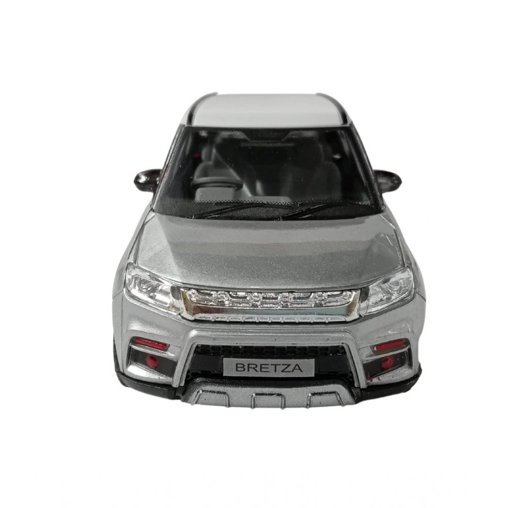 Plastic Bretza Suv Pull Back Action Car (Silver)