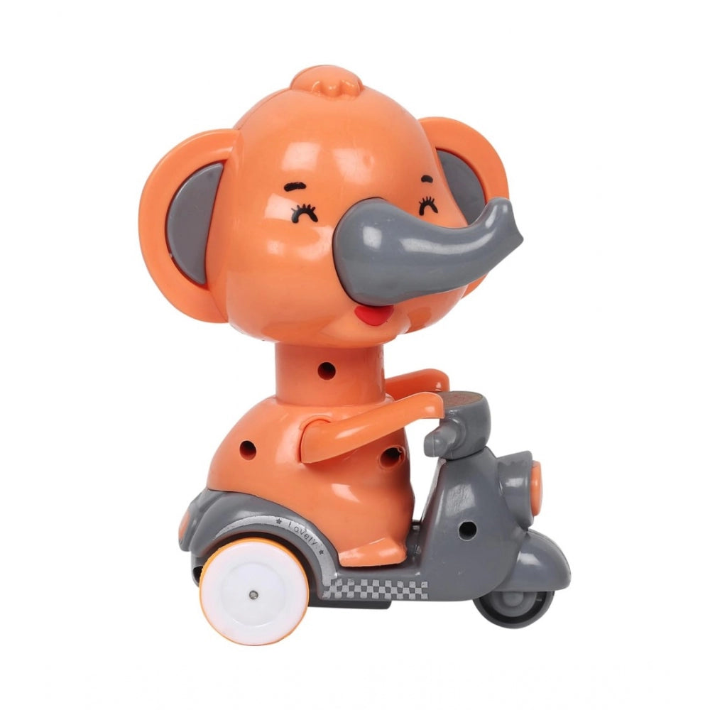 Plastic Elephant Push And Go Friction Toy For Kids (Orange)