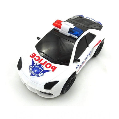 Plastic  Fun Flashing Lights In The Wheels And Realistic Sounds With Sirens Police Car Toy For Kids (White)