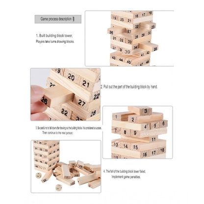 Plastic 48 Pcs 3 Dice Challenging Wooden Blocks Board Games (Wood Color)