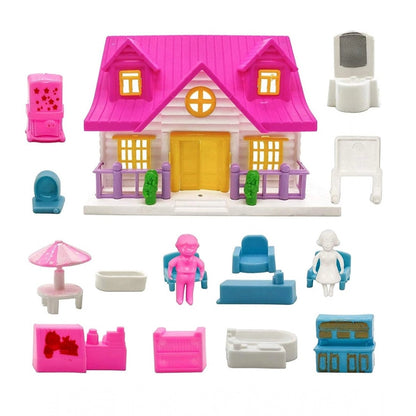 Plastic Dollhouse For Girls With Furniture (Multicolor)